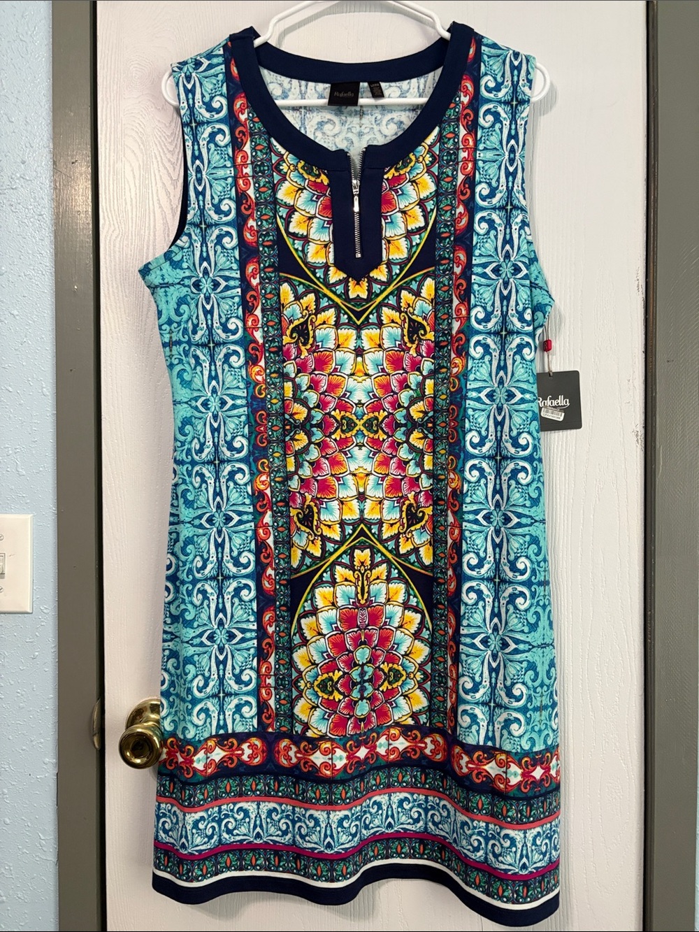 Rafaella Multicolor Sleeveless Mosaic-Print Dress